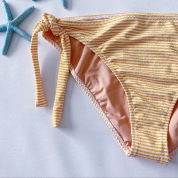 J. Crew | Side Tie Lowrider Bikini Bottom Faded Stripe Orange Gold Retro Plus 2X - Picture 5 of 11